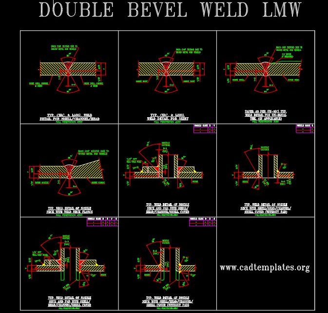 Typical Welding Details Double Bevel LMW CAD Template DWG