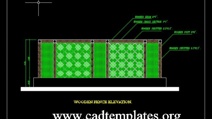 Wooden Fence Elevation CAD Templates DWG