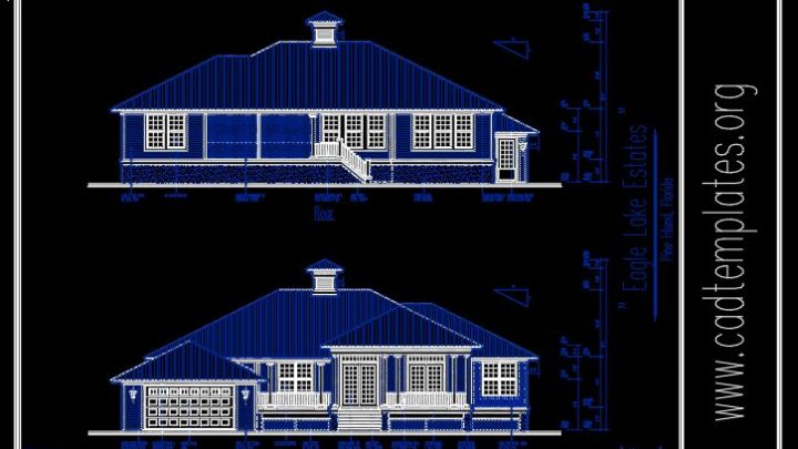 House Elevation Front and Rare CAD Template DWG