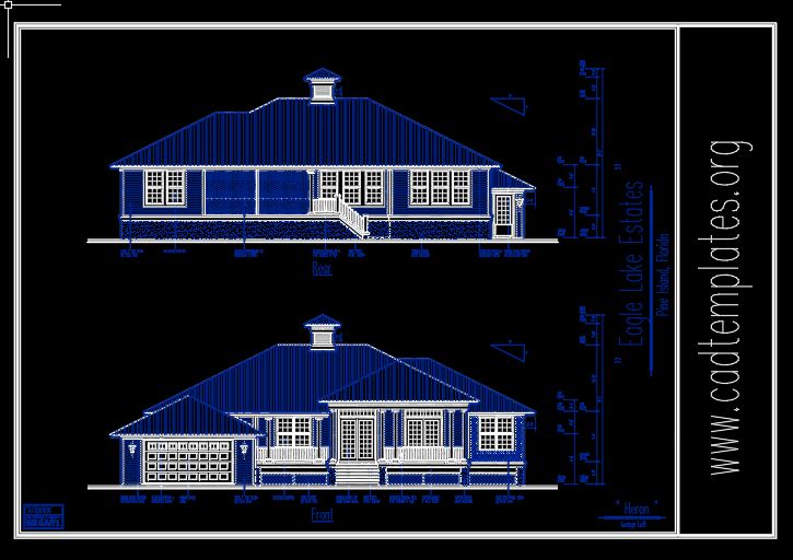 House Elevation Front and Rare CAD Template DWG