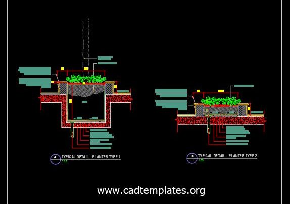 Planter Typical Details CAD Template DWG