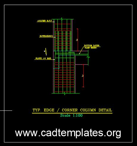 Typical Corner Column Reinforcement Detail CAD Template DWG