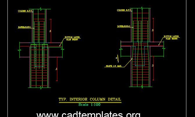 Typical Interior Column Reinforcement Detail CAD Template DWG