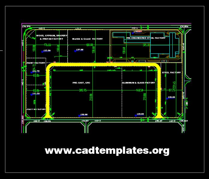 Steel Factory Location Plan CAD Template DWG