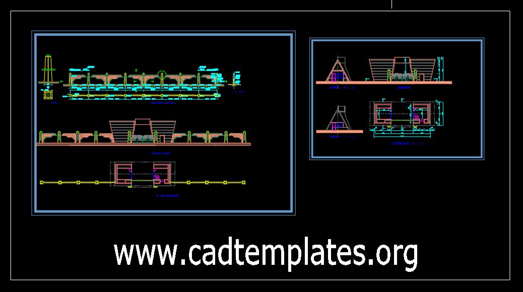 Fence Gate Plan and Elevation Details CAD Template DWG