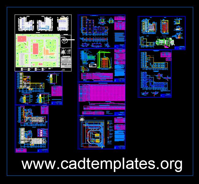 Industrial Forage Factory Plans and Elevations CAD Template DWG