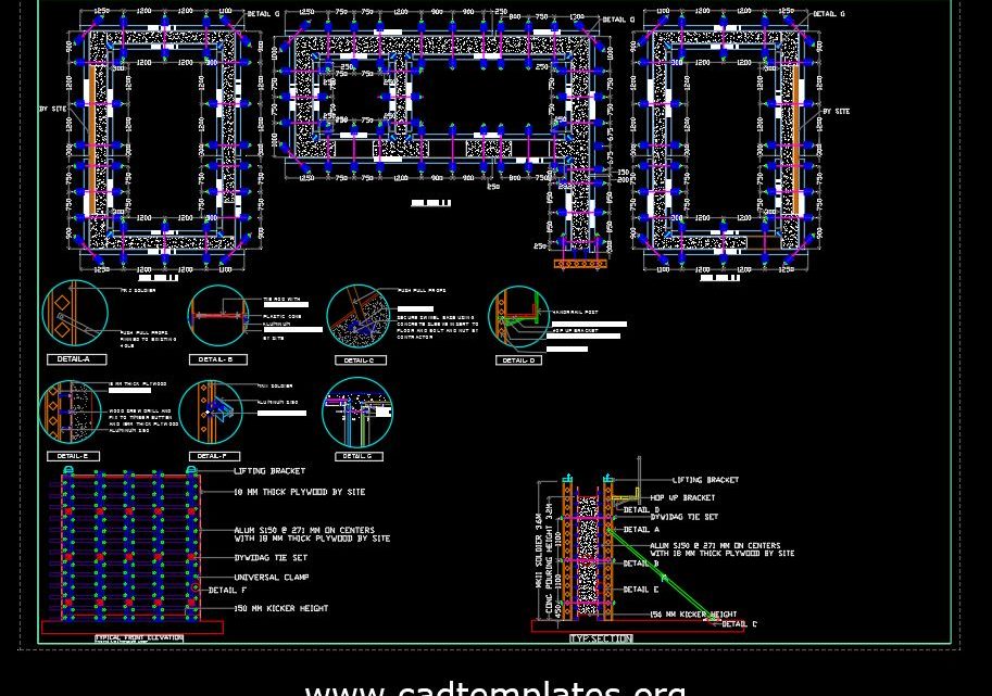 Core Walls Framework Details CAD Template DWG