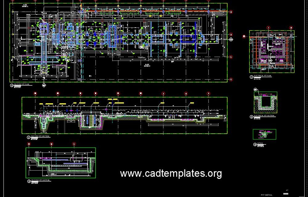 Factory Pit Layout Details CAD Template DWG