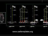 Flag Pole Elevation and Sections Details CAD Template DWG