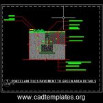 Porcelain Tiles Pavement To Green Area Details CAD Template DWG