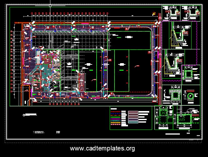 Site Drainage Layout Plan and Sections Details CAD Template DWG