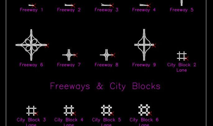 Freeways and City Blocks CAD Template DWG