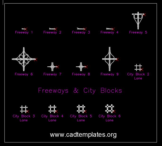 Freeways and City Blocks CAD Template DWG