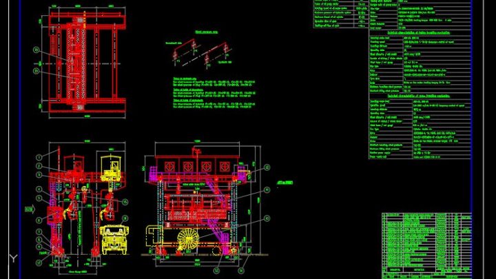 Gantry Grab Bucket Elevation and Section Details CAD Template DWG