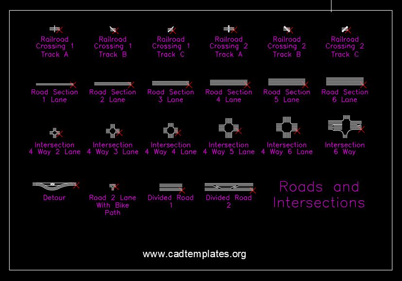 Roads and Intersections Details CAD Template DWG