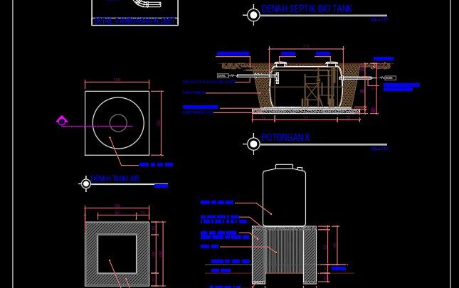 Septik Bio Tank Sections Details CAD Template DWG