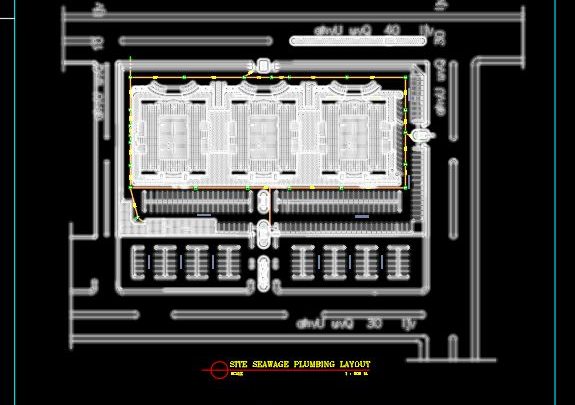 Site Sewage Plumbing Layout CAD Template DWG