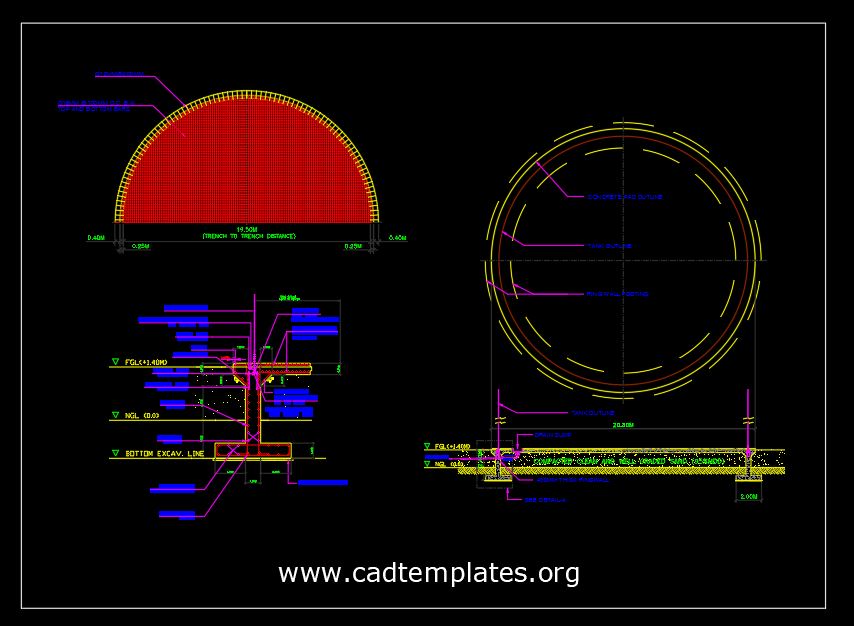 Tank Foundation Reinforcement Details CAD Template DWG
