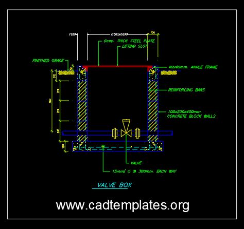 Valve Box Section Details CAD Template DWG