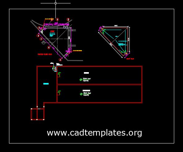 Water Tank Drainage Layout Plan CAD Template DWG