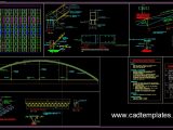 Colosseum Steel Roof Elevation and Sections Details CAD Template DWG