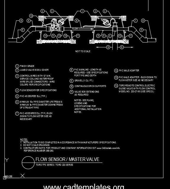 Flow Sensor And Master Valve Details CAD Template DWG