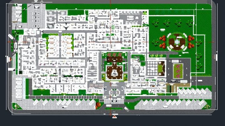 Hospital Landscaping Layout Plan CAD Template DWG