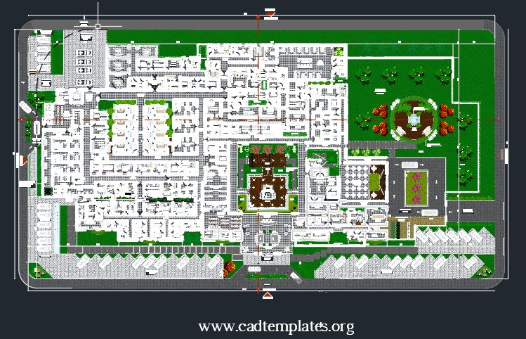Hospital Landscaping Layout Plan CAD Template DWG
