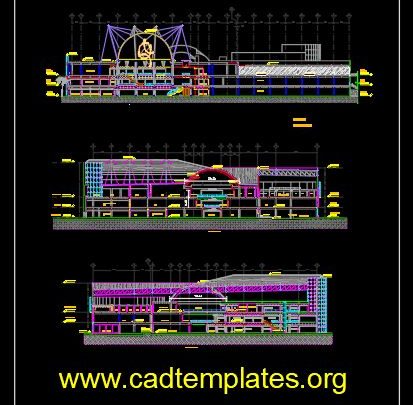 Shopping Center Elevations CAD Template DWG