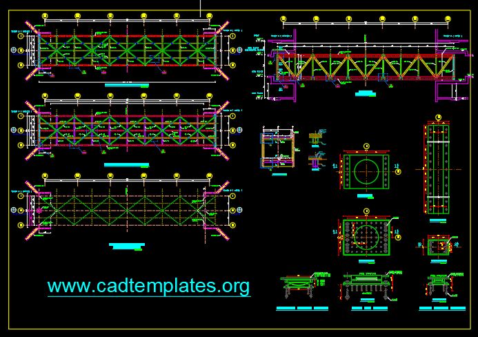 Steel Bridge Layout and bearing Details CAD Template DWG