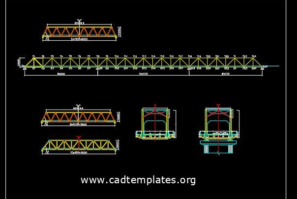 Steel Truss Bridge Cross Section CAD Template DWG