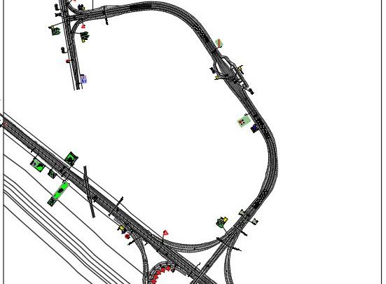 Trumpet Interchange With Toll Plaza Layout Plan CAD Template DWG