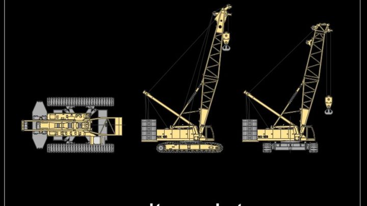 Crawler Crane Elevation and Plan details CAD Template DWG