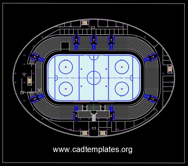 Hockey Arena Layout Plan CAD Template DWG