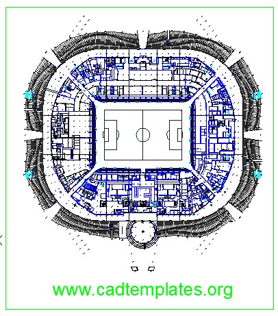 Four Levels Ground Stadium Autocad Free DWG Drawing