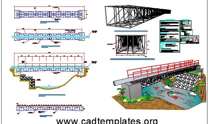 Steel Bridge For Pipes Details and 3D Model Free Autocad DWG