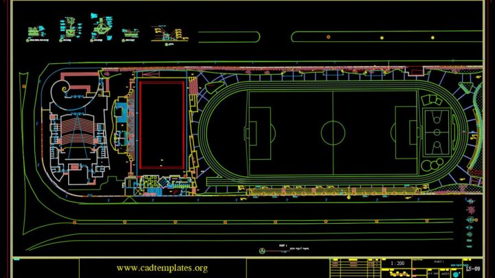Sports Complex Platforms CAD Template DWG Free Download